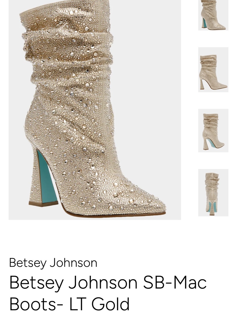 Betsey Johnson Champagne Crystal Slouchy Heeled Boots